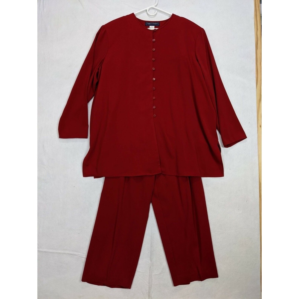 Maggie McNaughton Womens Shirt Pants Size 22W 2 Piece Polyester Red